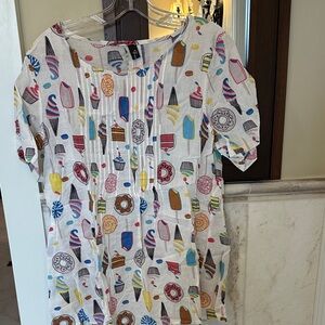 Fashio Multicolor Ice Cream and Donut Pattern Top